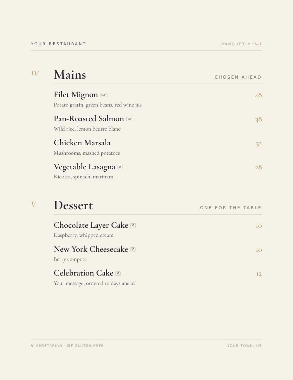 Upscale Contemporary banquet menu menu template, second menu page