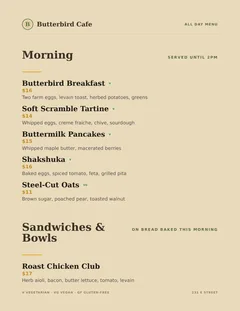 Cafe menu template in the Casual Café design