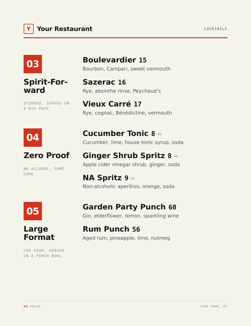 Modern Asian cocktail menu menu template, second menu page