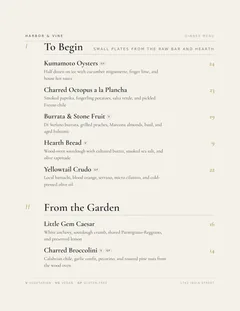 Fine dining menu template in the Upscale Contemporary design