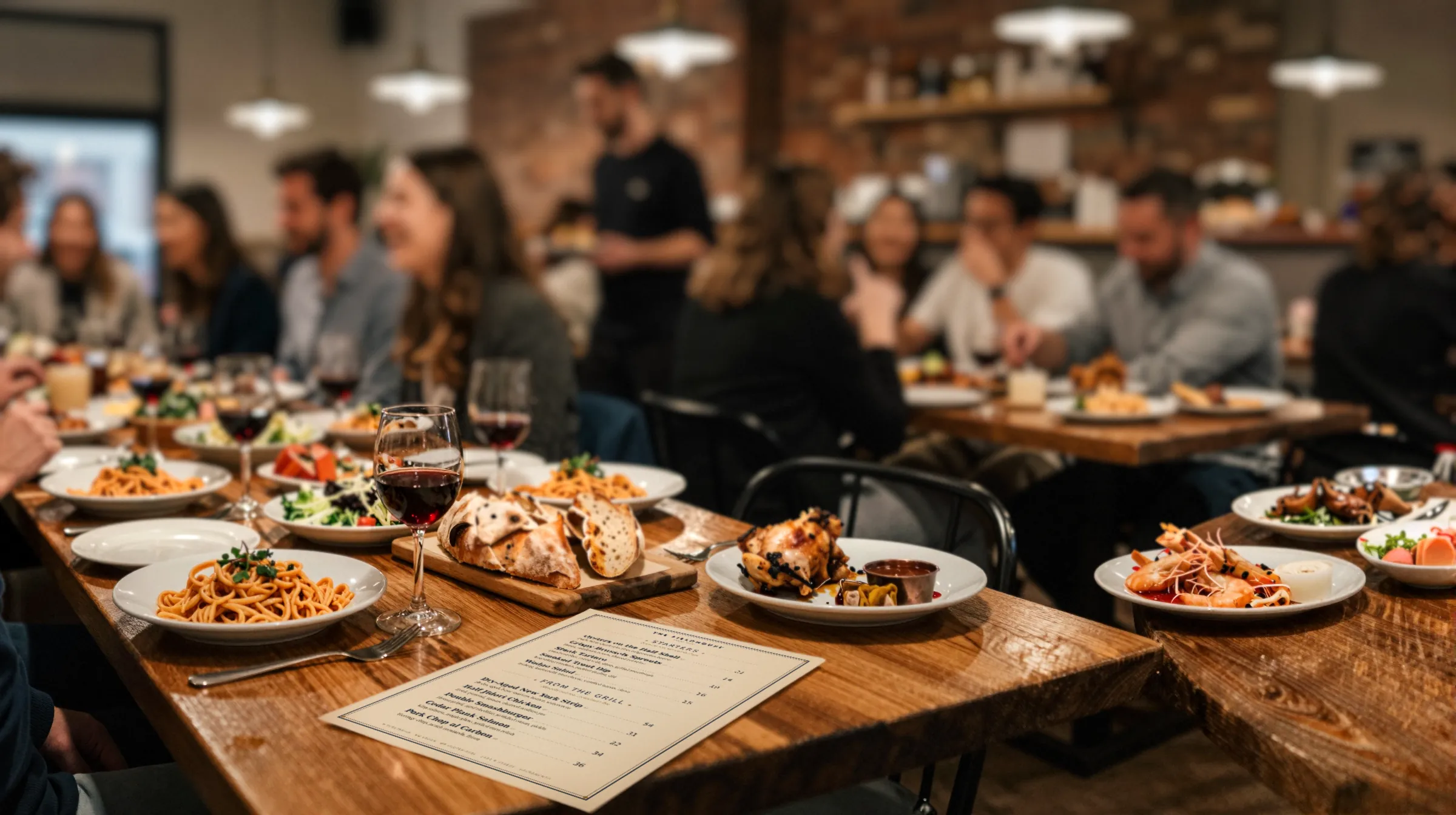 A packed neighborhood restaurant on a Friday night